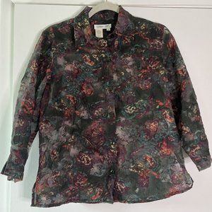 Coldwater Creek Blouse Womens Button Shirt Sheer VTG S Victorian Classy Core